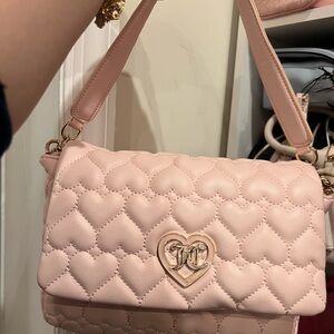 Pink Quilted Heart Shoulder Bag